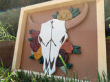 Boho Bull Skull with Flowers