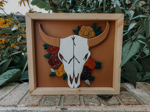 Boho Bull Skull with Flowers